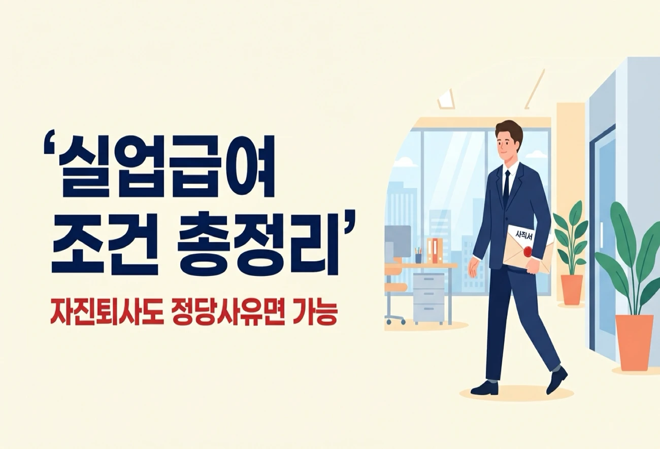 실업급여 조건 총정리 대표 이미지, 자진퇴사도 정당사유면 가능하다는 2026년 실업급여 조건 안내