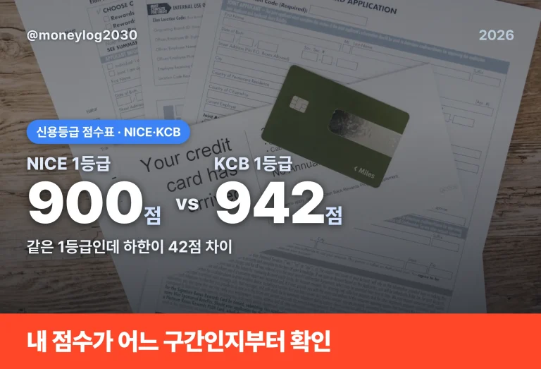 신용등급 점수표, NICE·KCB 1등급 점수 기준