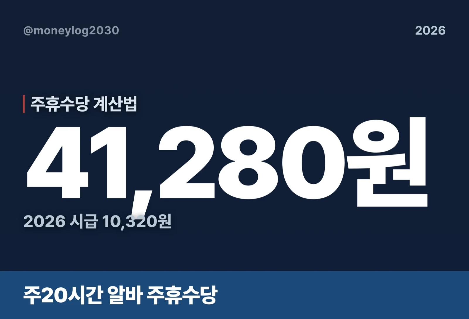 주휴수당 계산법 2026 주20시간 41280원 시급10320원
