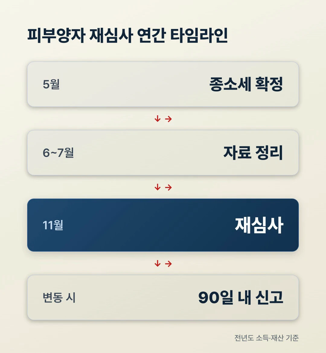 피부양자 자격 재심사 연간 타임라인 플로우
